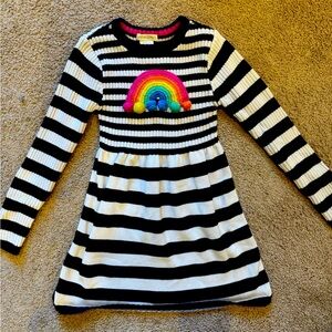 Girls Blue and White Dress with Rainbow. Size: 7/8. Excellent condition.